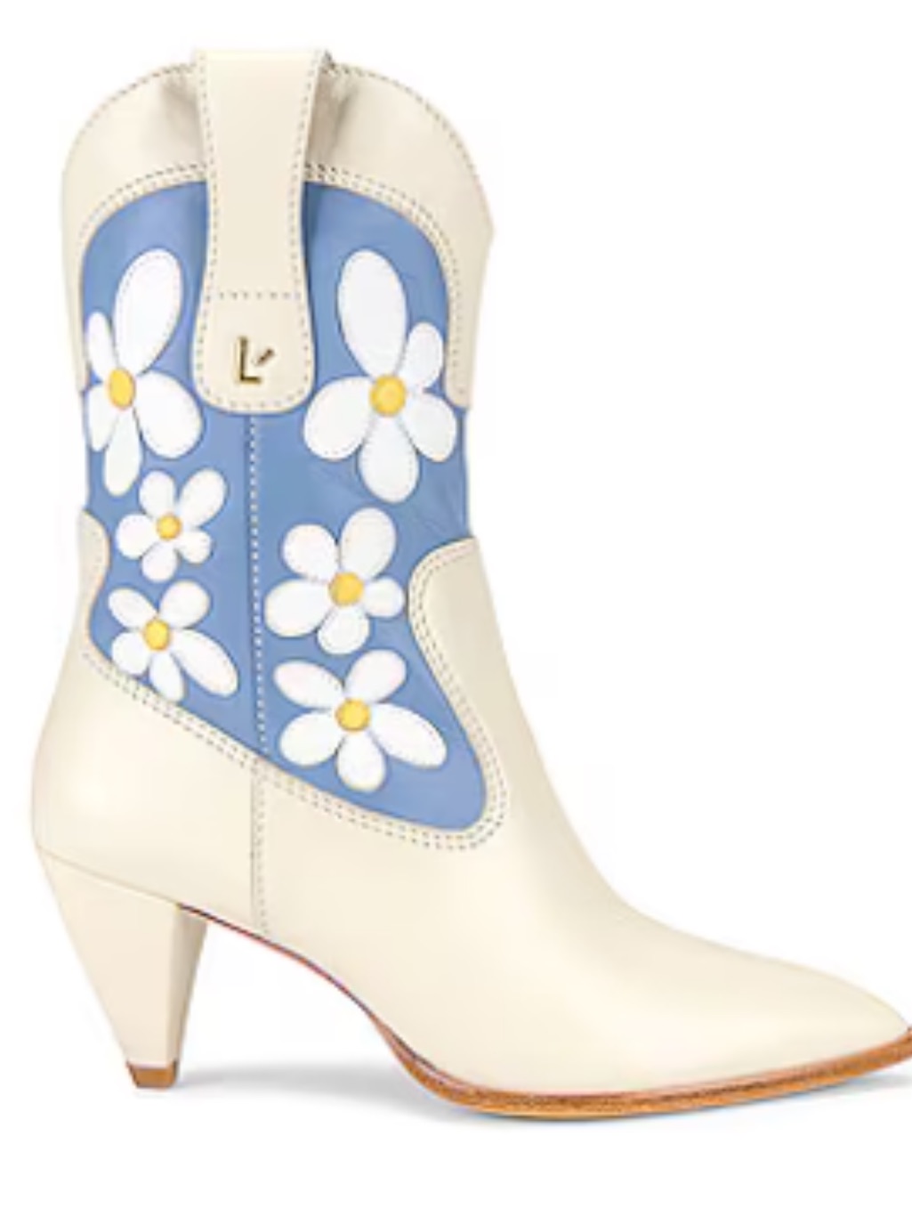 Larroude Thelma Bootie In Ivory Blue And Lemonade Floral